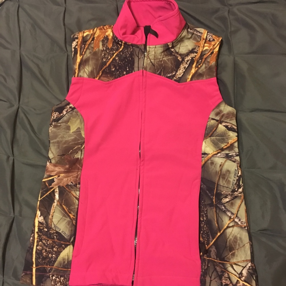 Burly Girl pink and camo vest! Size S